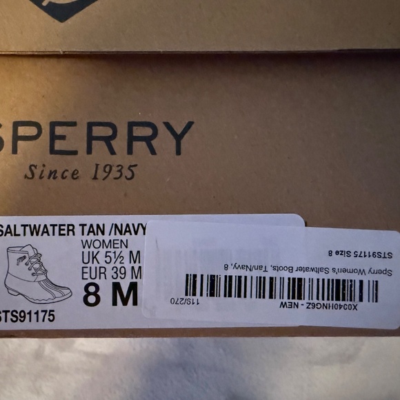 SPERRY SALTWATER TAN/NAVY BOOTS-8M - Picture 9 of 9